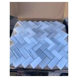 20 Sheets of Bergamo Herringbone Tile Backsplash. Covers .94 sq ft per piece.