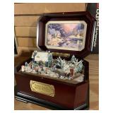 New In Box Famous Thomas Kinkade’s Holiday Spirit Collectable Music Box Numbered