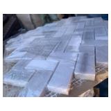 20 Sheets of Bergamo Herringbone Tile Backsplash. Covers .94 sq ft per piece.