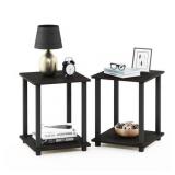 Furinno 12127EX/BK Simplistic End Table, Set of Two, Espresso/Black