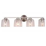 Alice House 32" Vanity Lights with Hammered Glass, 4 Light Bathroom Lighting, Brushed Nickel Bathroom Lights Over Mirror, ETL Listed AL6091-W4SN