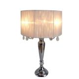 Elegant Designs Trendy Romantic Sheer Shade Table Lamp with Hanging Crystals