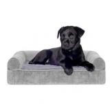 FurHaven Pet Dog Bed Memory Foam Faux Fur & Velvet Couch Sofa-Style Pet Bed for Dogs & Cats, Smoke Gray, Small