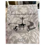 BLACK CAGED LIGHT FIXTURE WITH DARK WOOD BLADES