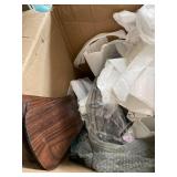 BLACK CAGED LIGHT FIXTURE WITH DARK WOOD BLADES