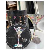 Lolita Martini Collection “Flip Flop” 7oz Hand Painted Martini Glass w/ Recipe on the Bottom