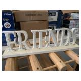 White Decorative Wooden Friends Sign
