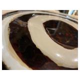 New 14 1/2” Round Brown and Off-White Glass Plate