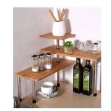 Ollieroo 3 Tier Corner Shelf Bamboo Countertop Organizer