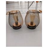 JHY DESIGN Set of 2 Metal Cage LED Lantern Battery Powered