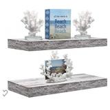 Sorbus Floating Shelf Set - Rustic Wood Coastal Beach Style