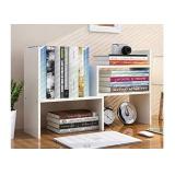 GTIN Expandable Wood Desktop Bookshelf, White