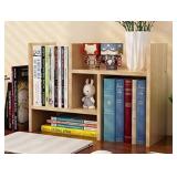 Desktop Bookshelf Adjustable Wood Storage Organizer