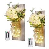 Wall Decor Mason Jar Sconces - Home Decor Wall Art Hanging Design, Set of 2
