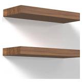 Floating Shelves Wall Mounted 17-Inch - Thick Handmade Set of Dark Brown Wooden Shelf,