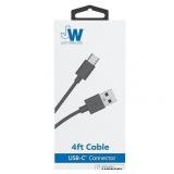 Just Wireless USB Type C Cable PVC 4 foot - 1.0 ea