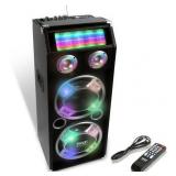Pyle PSUFM1035A - 1000 Watt Disco Jam Powered Two-Way Bluetooth Speaker System with Flashing DJ Lights LOOKS USED