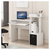 Furinno Econ Multipurpose Home Office Computer Writing Desk w/Bin, White