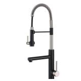 KRAUS Artec Pro Spot Free Finish 2-Function Commercial Style Pre-Rinse Kitchen Faucet with Pull-Down Spring Spout and Pot Filler, Stainless Steel/Matte Black