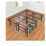Foldable Platform Bed Frame Tool Free Assembly 18" Height For Under S Black Full