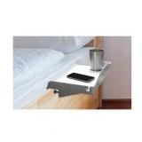 White Bedside Shelf for Bed - Clip on Nightstand with Cup Holder & Cord Holder