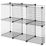 Whitmor Storage Cubes - Stackable Interlocking Wire Shelves -Black (Set of 4)