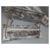 Labcosi 3 Tier Rope Farmhouse Wall Hanging Floating Shelves, Rustic White Wall Shelf,