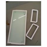 Seville Classics airLIFT 21 in. Tempered Glass Cloud White Elevated Desk Stand Ergonomic Monitor Riser M#OFF65974B