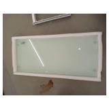 Seville Classics airLIFT 21 in. Tempered Glass Cloud White Elevated Desk Stand Ergonomic Monitor Riser M#OFF65974B