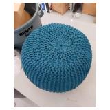 Urban Shop Round Knit Pouf Teal