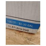 Plasticplace 32-33 Gallon Drawstring Trash Bags- Black, case of 100 bags