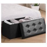 Youdesure Folding Storage Ottoman Bench, Faux Leather Footrest