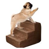 Petmaker High Density Foam Pet Stairs with Machine Washable Micro-Fiber Cover, Brown