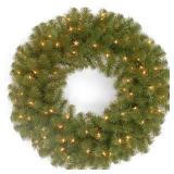 National Tree 24" North Valley Spruce Wreath with 50 Battery Operated Dual Led Lights