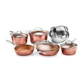Gotham Steel - Hammered Non Stick 1pc Cookware With Glass Lid - Copper