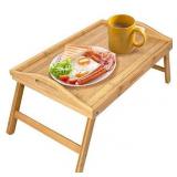Greenco Foldable Bamboo Breakfast Table Serving Tray, Labtop Desk, Bed Table