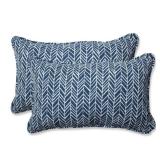 Herringbone Ink Blue Rectangular Throw Pillow, Set of 2