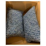 Herringbone Ink Blue Rectangular Throw Pillow, Set of 2