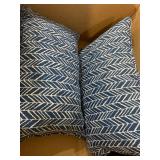 Herringbone Ink Blue Rectangular Throw Pillow, Set of 2
