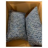 Herringbone Ink Blue Rectangular Throw Pillow, Set of 2