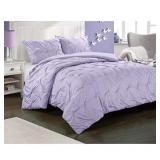 Heritage Club Ultra Soft - Sierra - Hypoallergenic - for Boys and Girls - All Season Breathable 3 Piece Kids and Teen Solid Pintuck Comforter Set - Alternative Microfiber -, Full, Purple
