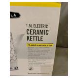 BELLA 1.5 Liter Electric Ceramic Tea Kettle with Boil Dry Protection & Detachable Swivel Base, Silver Foil