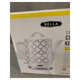 BELLA 1.5 Liter Electric Ceramic Tea Kettle with Boil Dry Protection & Detachable Swivel Base, Silver Foil