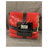 LHC Poly Fleece Sherpa Throw Supersoft Red 60x70â