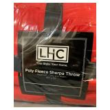 LHC Poly Fleece Sherpa Throw Supersoft Red 60x70â