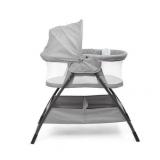 Baby Delight Beside Me Doze Deluxe Bedside Bassinet - Pebble Gray Fashion - Storage Basket - Removable Music, Lights, Vibration Unit - Ages 0-5 Months - JPMA Certified