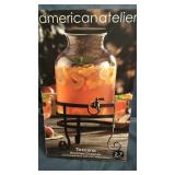 Style Setter Toscana 2.7 Gallon Glass Beverage Dispenser Jug Jar W/ Metal Stand