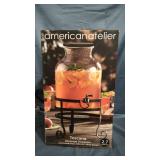 Style Setter Toscana 2.7 Gallon Glass Beverage Dispenser Jug Jar W/ Metal Stand