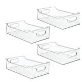 mDesign Slim Plastic Kitchen Pantry Cabinet Food Storage Bin, 4 Pack