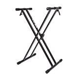 RockJam Xfinity Heavy-Duty, Double-X, Pre-Assembled, Infinitely Adjustable Piano Keyboard Stand with Locking Straps